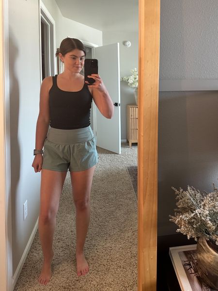 Lululemon high waisted speed up short dupe from Amazon!  Shorts are $22! 

Black tank, mint green shorts, summer outfit, amazon fashion 

#LTKstyletip #LTKfit #LTKFind