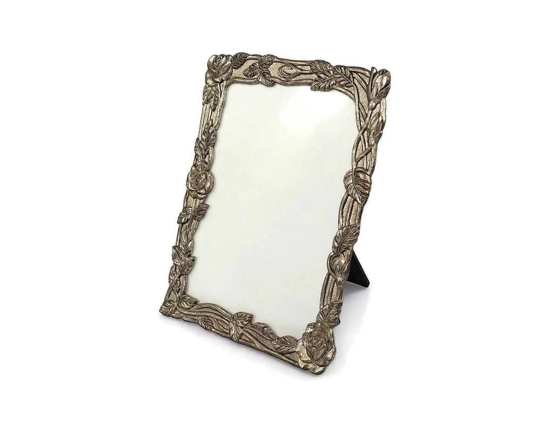 Vintage Ornate Silver Tone Roses Picture Photo Frame Standing - Etsy | Etsy (US)