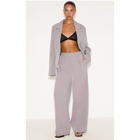 Grey Tailored Woven Pleated Wide Leg Pants | PrettyLittleThing US