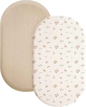 Konssy 2 Pack Muslin Fitted Bassinet Sheets for Baby Girl Boy, Soft Breathable Baby Bassinet Shee... | Amazon (US)
