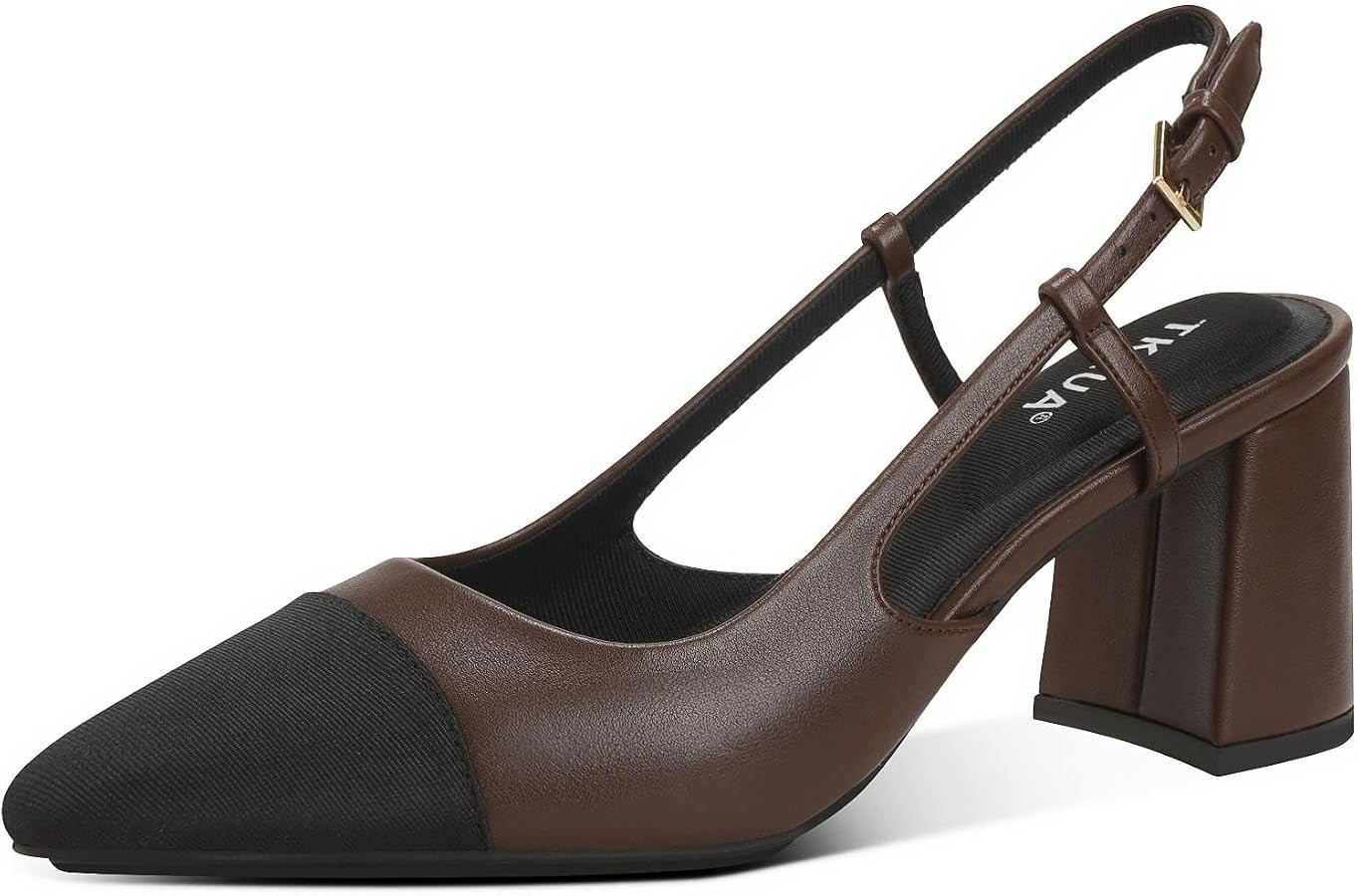 Women Slingback Cap Toe Pumps Comfortable Block Heel Work Shoes with Cushion Insole, Low Stable H... | Amazon (US)