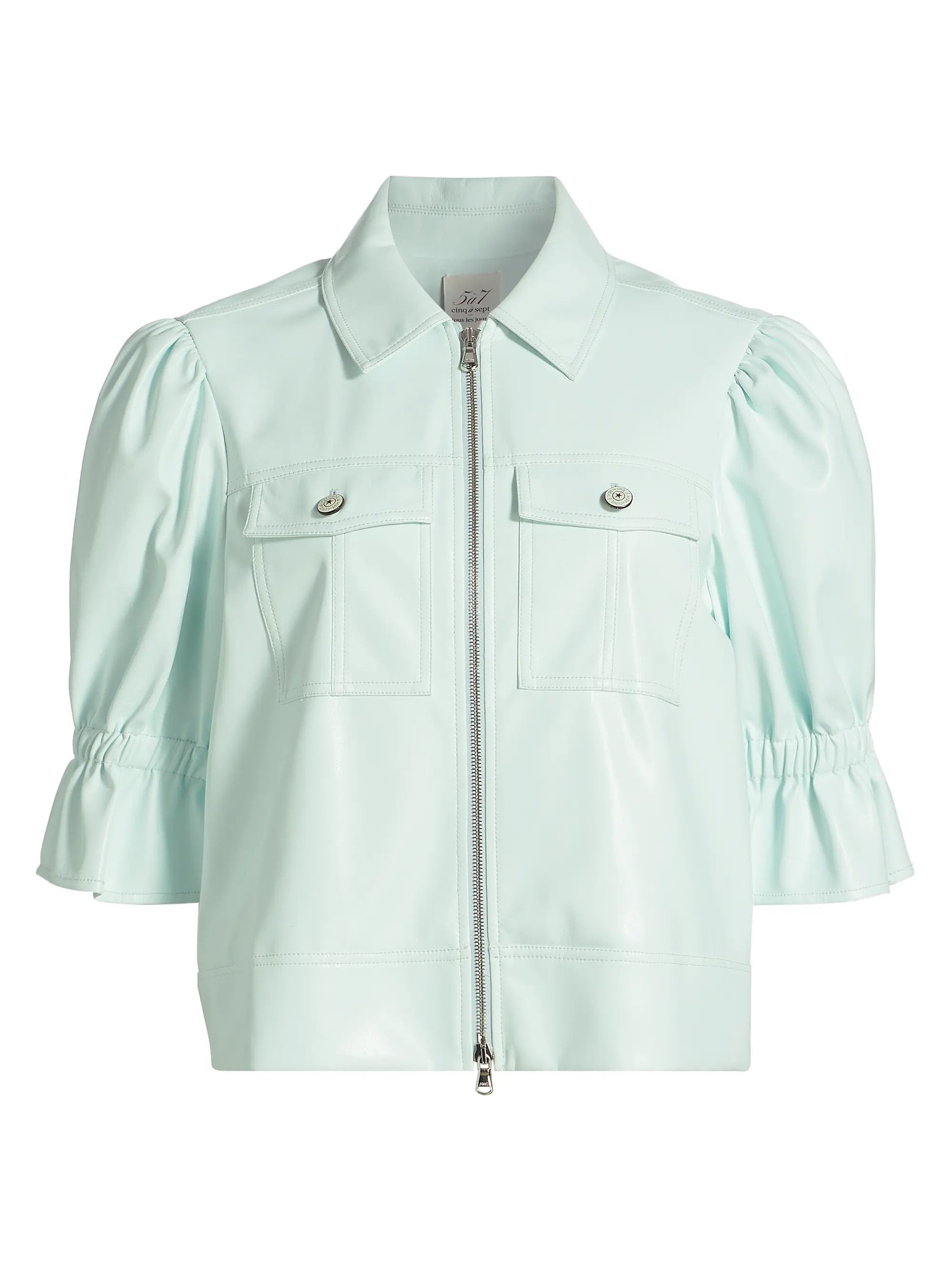 Cinq à Sept Holly Vegan Leather Puff Sleeve Jacket | Saks Fifth Avenue | Saks Fifth Avenue
