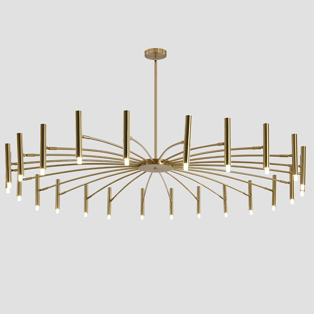 KCO Lighting Mid Century Modern Gold Sputnik Chandelier 24-Light Antique Brushed Brass Large LED ... | Amazon (US)