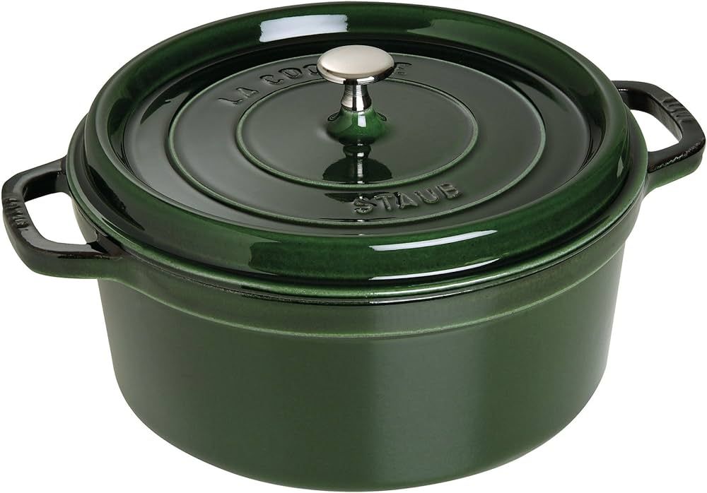 Staub Cast Iron 7-qt Round Cocotte - Basil, Made in France | Amazon (US)