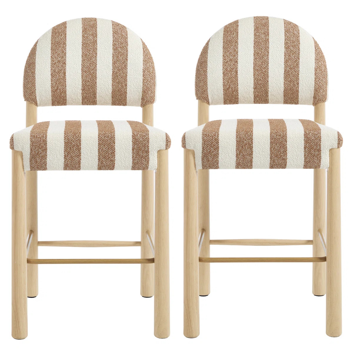 Upholstered 26.4'' Linen Counter Stool With Solid Wood Frame (Set of 2) | Wayfair North America