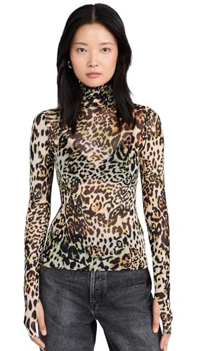 AFRM Women's Zadie Turtleneck Long Sleeve Top, Fall Animal, Print, Brown, S | Amazon (US)