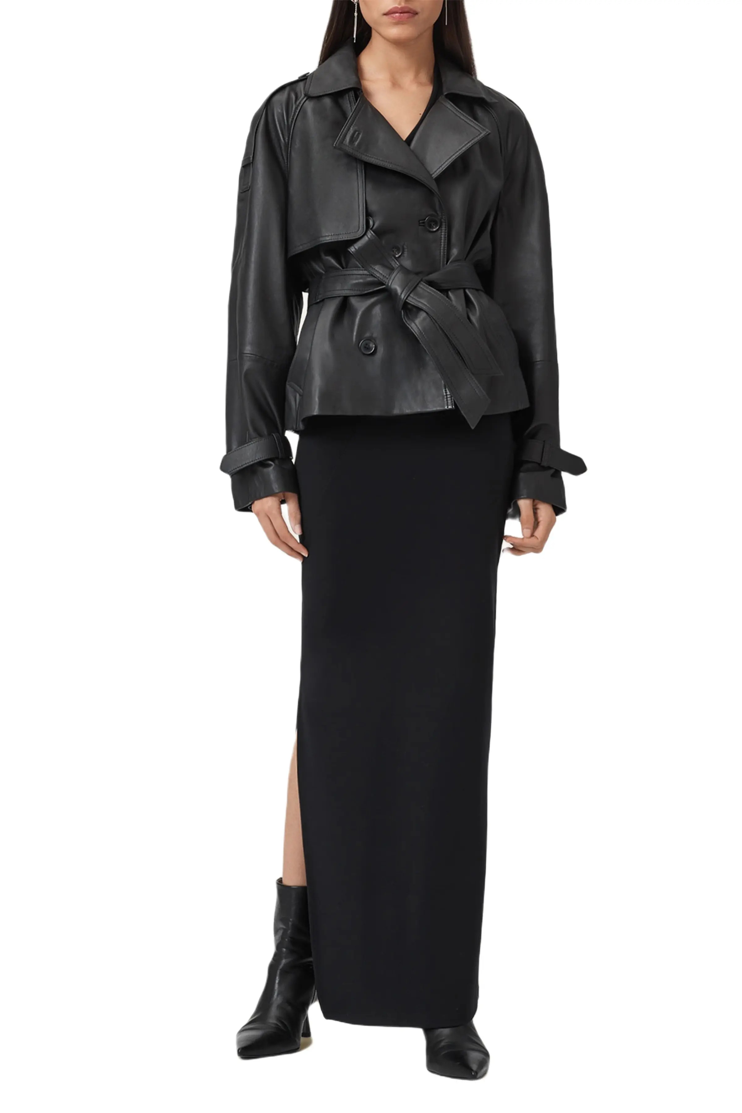 AllSaints Reed Leather Trench Jacket (Women) | Nordstrom | Nordstrom
