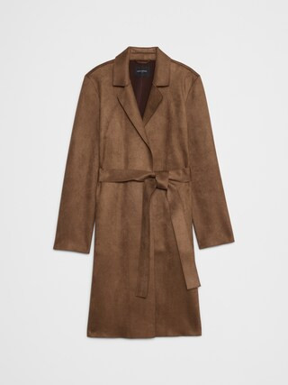 Vegan Suede Long Wrap Coat | Banana Republic Factory