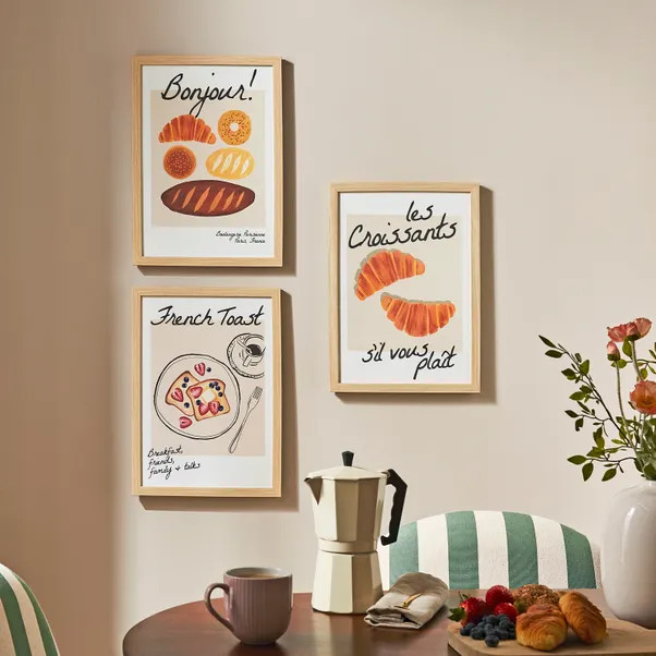 Set of 3 Bonjour Framed Prints | Dunelm
