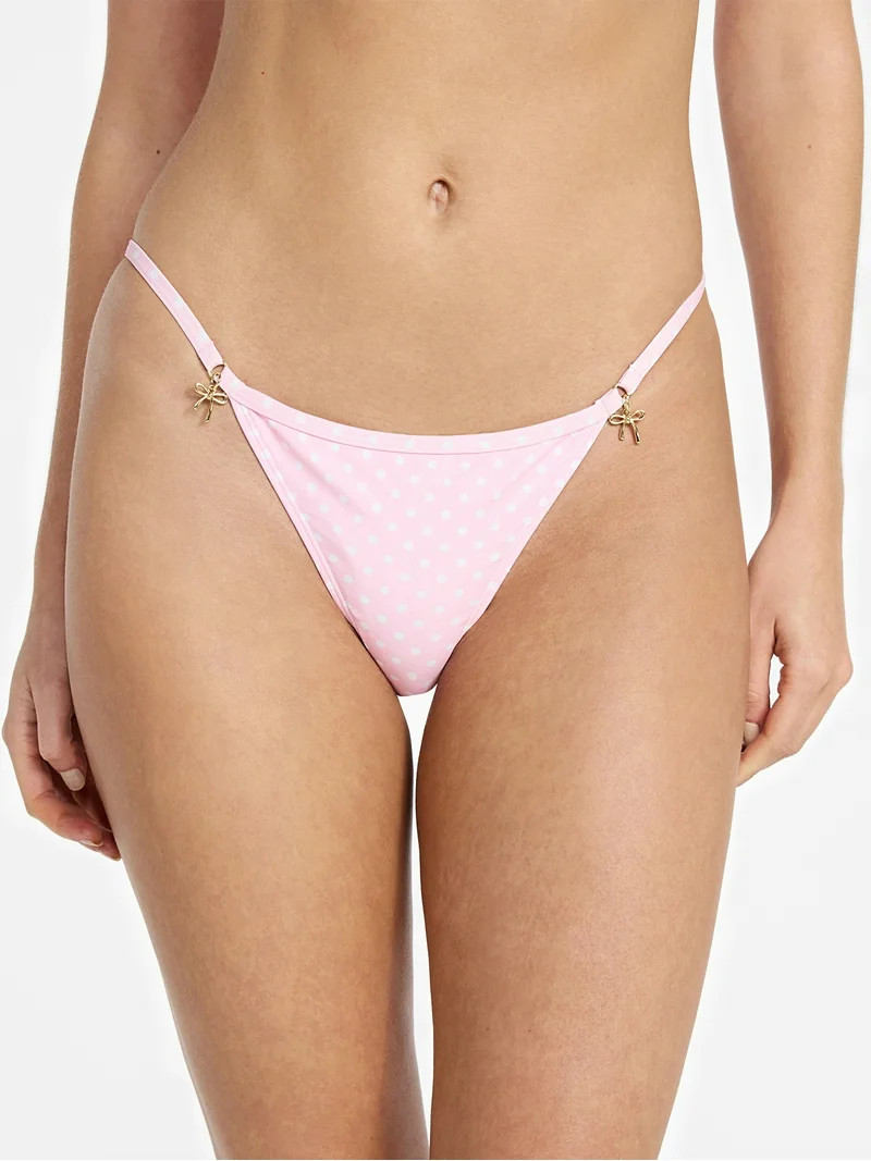 No Boundaries Polka Dot Print String Bikini Bottoms, Women’s XXS-XXL | Walmart (US)