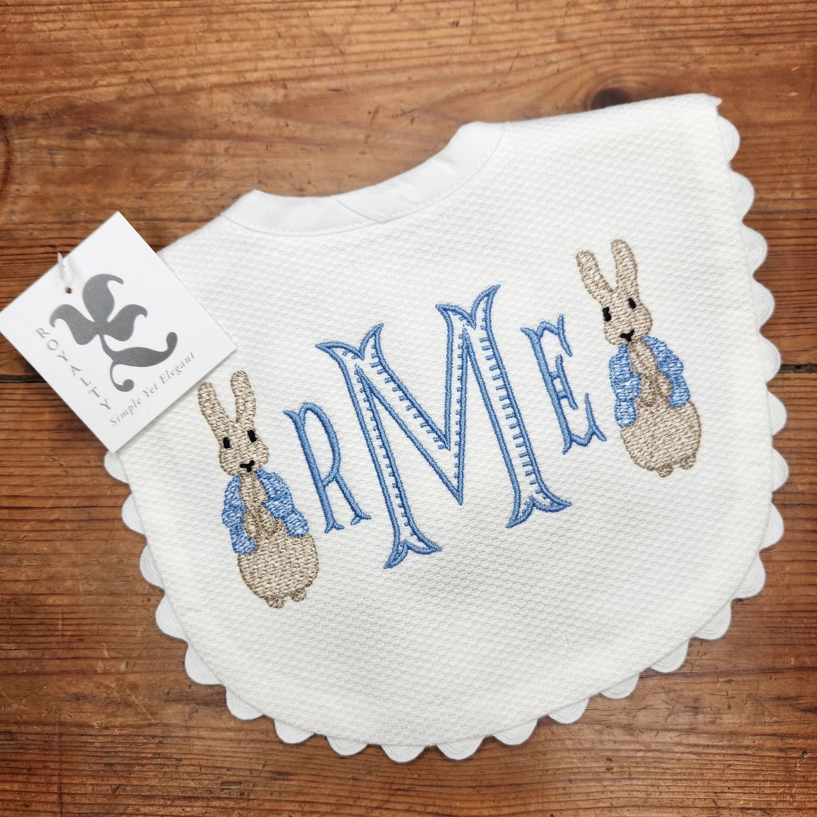 Monogrammed Dressy White Cotton Pique Bib With Ric Rac Trim Beautiful Bespoke Baby Gift! FREE SHI... | Etsy (US)
