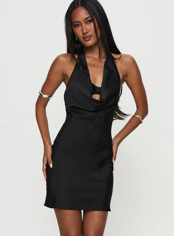 Tempeste Halter Mini Dress Black | Princess Polly US