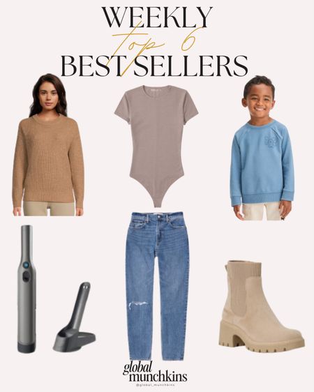 Last week top 6 best sellers! Trending sweater from Walmart and boots. Jacks’s favorite new sweatsuit from Target..comes in three different designs. My favorite bodysuit and Mom jeans from Abercrombie. And the best hand vacuum which is still on sale for $64!

#LTKkids #LTKstyletip #LTKover40