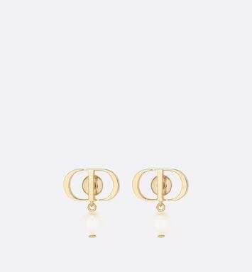 Petit CD Earrings Gold-Finish Metal and White Resin Pearls | DIOR | Dior Couture