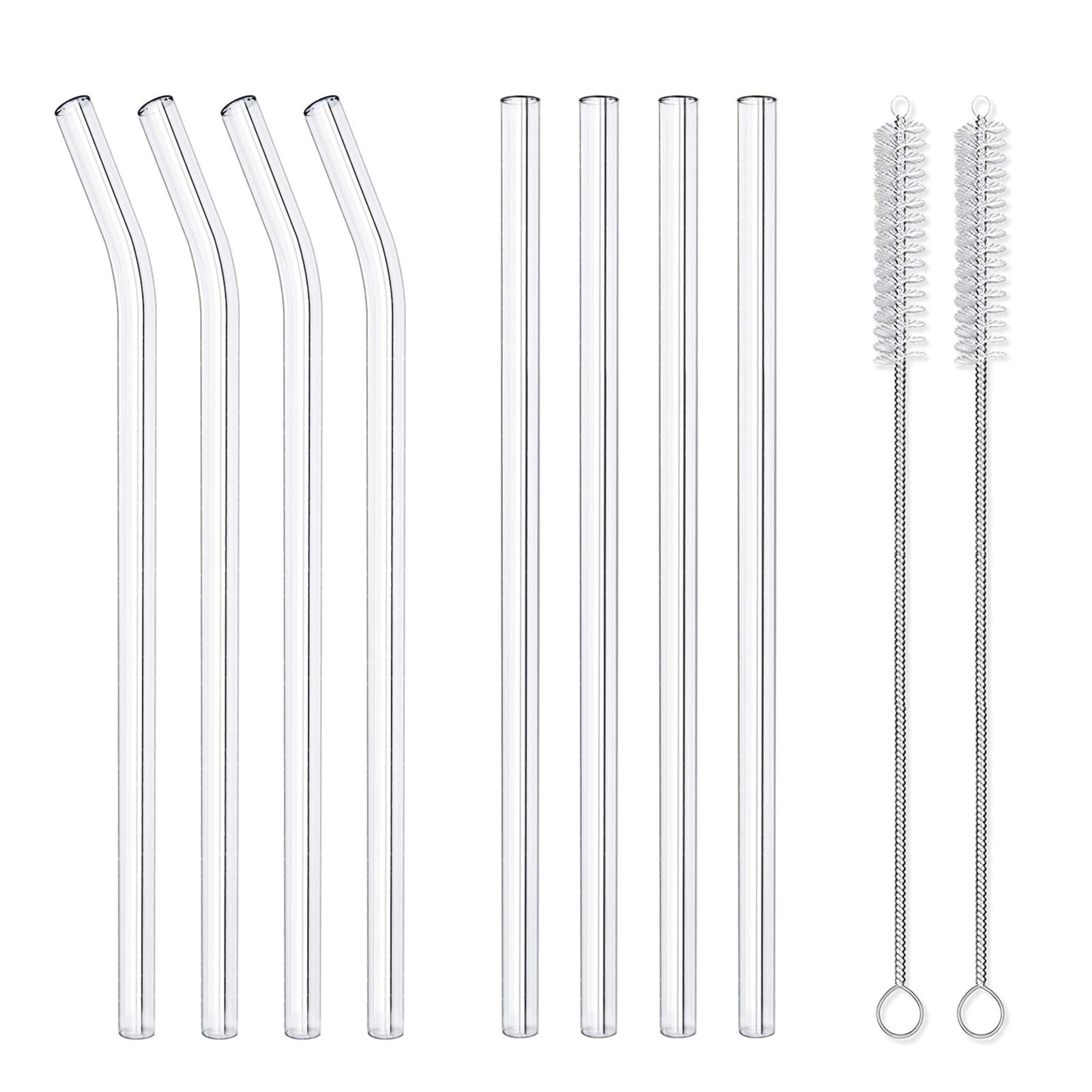 10-Piece Reusable Glass Drinking Straws - 10" x 10 mm - Smoothie Straws for Milkshakes, Frozen Dr... | Amazon (US)