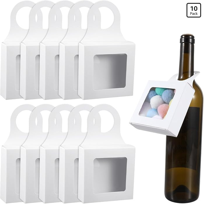 10PCS Kraft Paper Wine Bottle Box with Window, Hanging Foldable Gift Boxes Wine Boxes Decoration ... | Amazon (US)