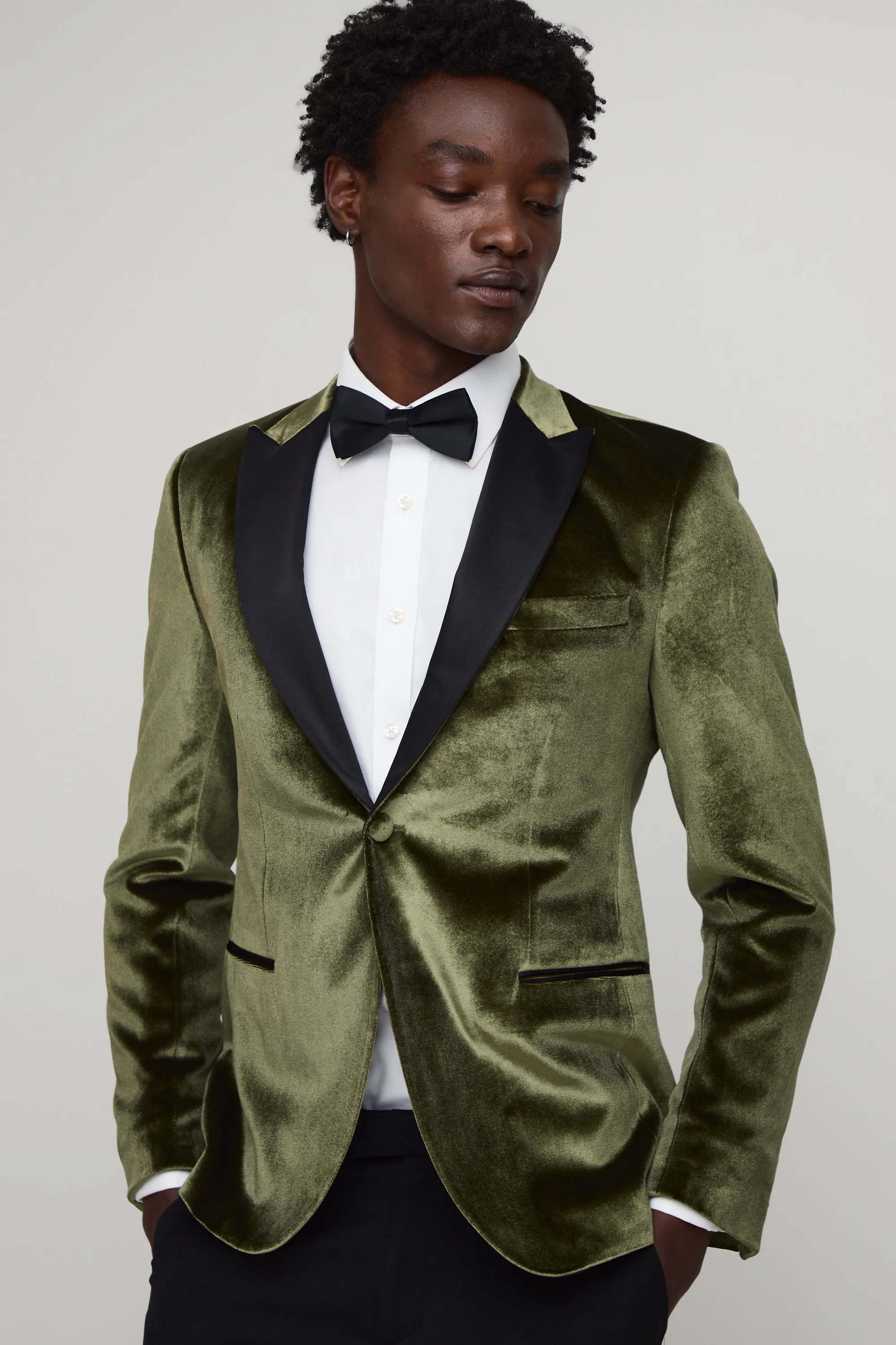 Skinny Fit Satin Lapel Velvet Blazer | boohooMAN (US & Canada)