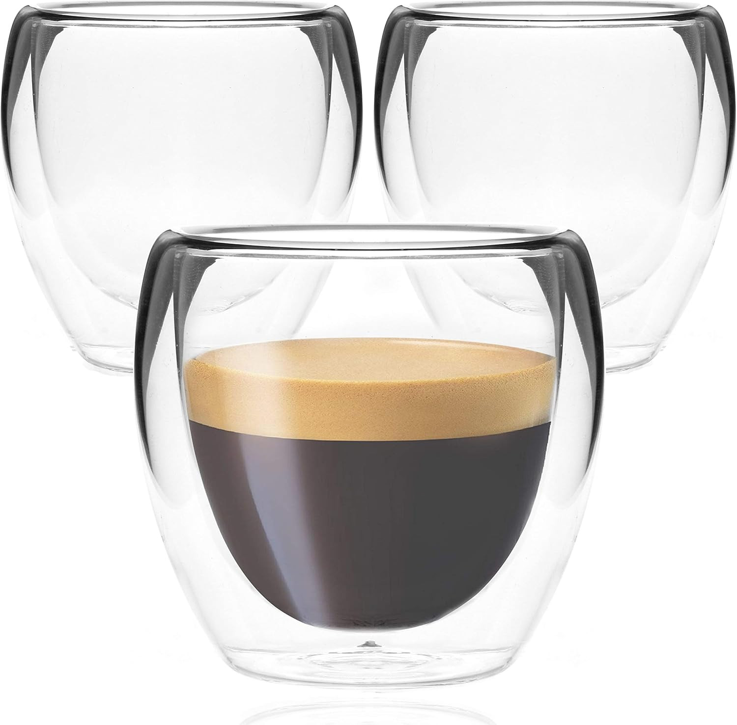 Youngever 3 Pack Espresso Cups, Double Wall Thermo Insulated Espresso Cups, Glass Coffee Cups, 5 ... | Amazon (US)