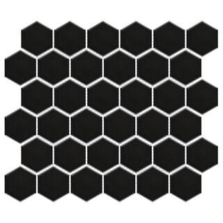 Merola Tile Metro 2 in. Hex Matte Black 11-1/8 in. x 12-5/8 in. Porcelain Mosaic Tile (10.0 sq. f... | The Home Depot