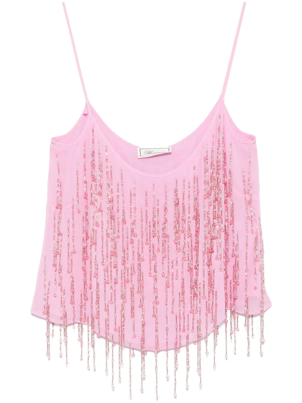 Blumarine bead-embellished georgette top - Pink | Farfetch Global