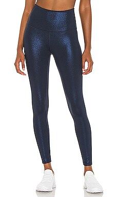 Beyond Yoga Twinkle HW Midi Legging in Nocturnal Navy & Shiny Navy Twinkle from Revolve.com | Revolve Clothing (Global)