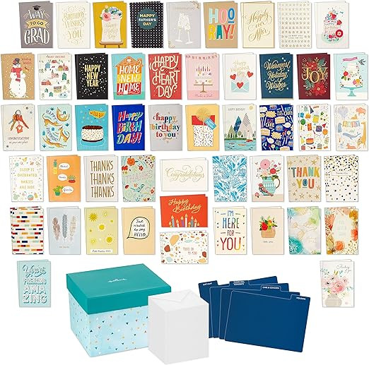 Hallmark All Occasion Boxed Set of Assorted Blank Greeting Cards with Card Organizer (Pack of 100... | Amazon (US)