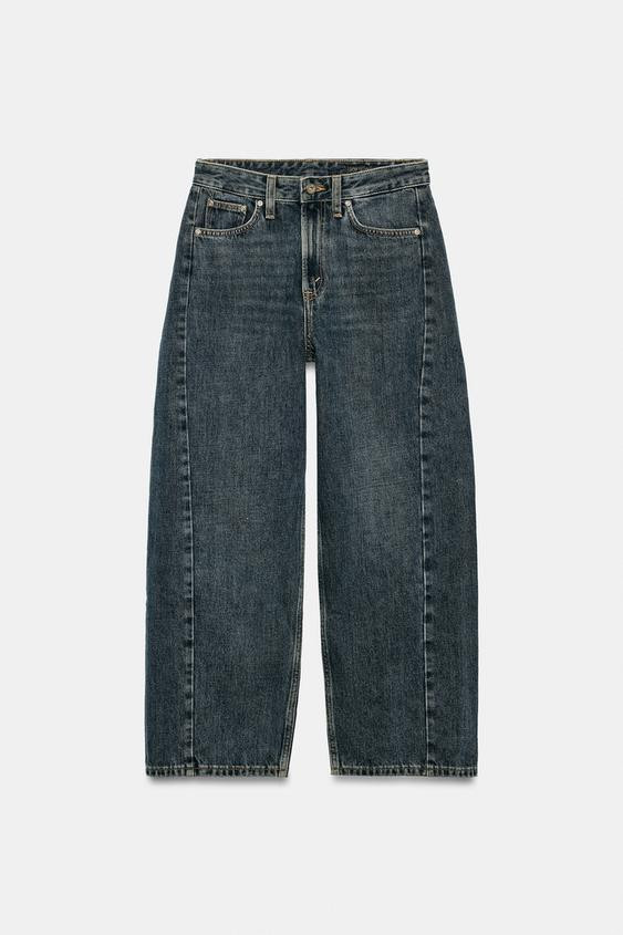 Zara - Zw Collection Mid-Rise Relaxed Ankle Jeans - Blue / Gray - 26 (Us 2) - Woman | Zara US