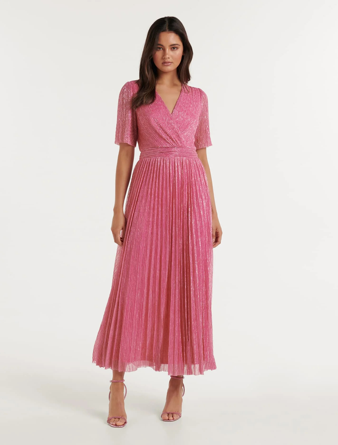 Isabella Wrap Plisse Midi Dress | Forever New (AU)