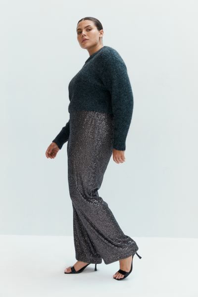 Sequined Pants - Gray - Ladies | H&M US | H&M (US + CA)