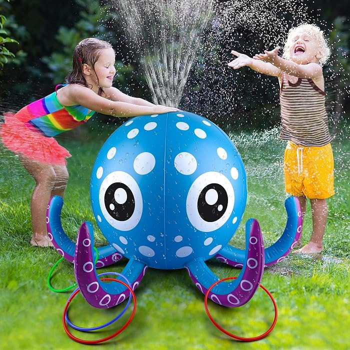 Sprinkler for Kids Inflatable Octopus Water Toys with 6 Rings, Summer Outdoor Toys Backyard Water... | Amazon (US)