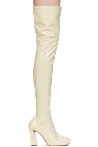 Amina Muaddi - Off-White Marine Stretch Thigh High Boots | SSENSE