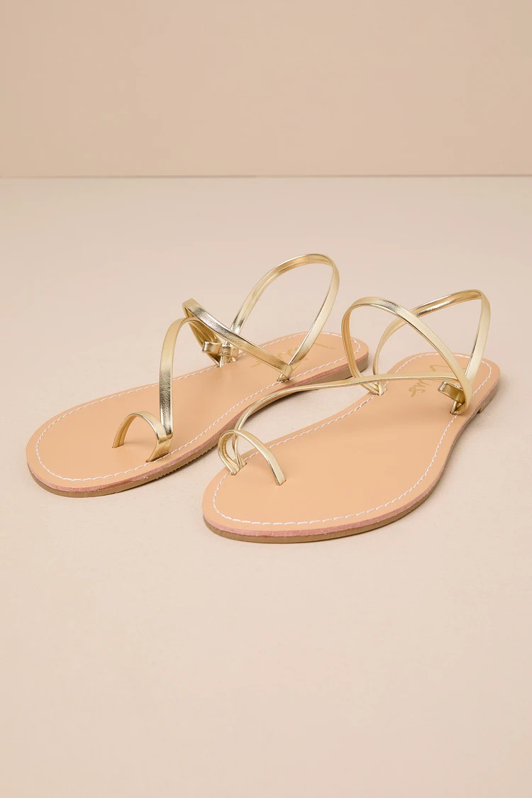 Shiloe Gold Flat Ankle Strap Sandals | Lulus