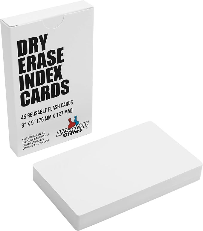 Dry Erase Index Cards, 45 Pack Reusable 3x5 Inch Laminated Note Cards w/Box | Write, erase, and r... | Amazon (US)