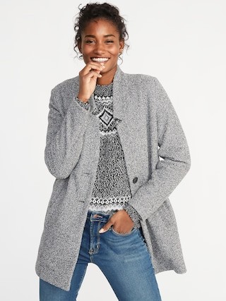 Textured Bouclé Button-Front Coat for Women | Old Navy US