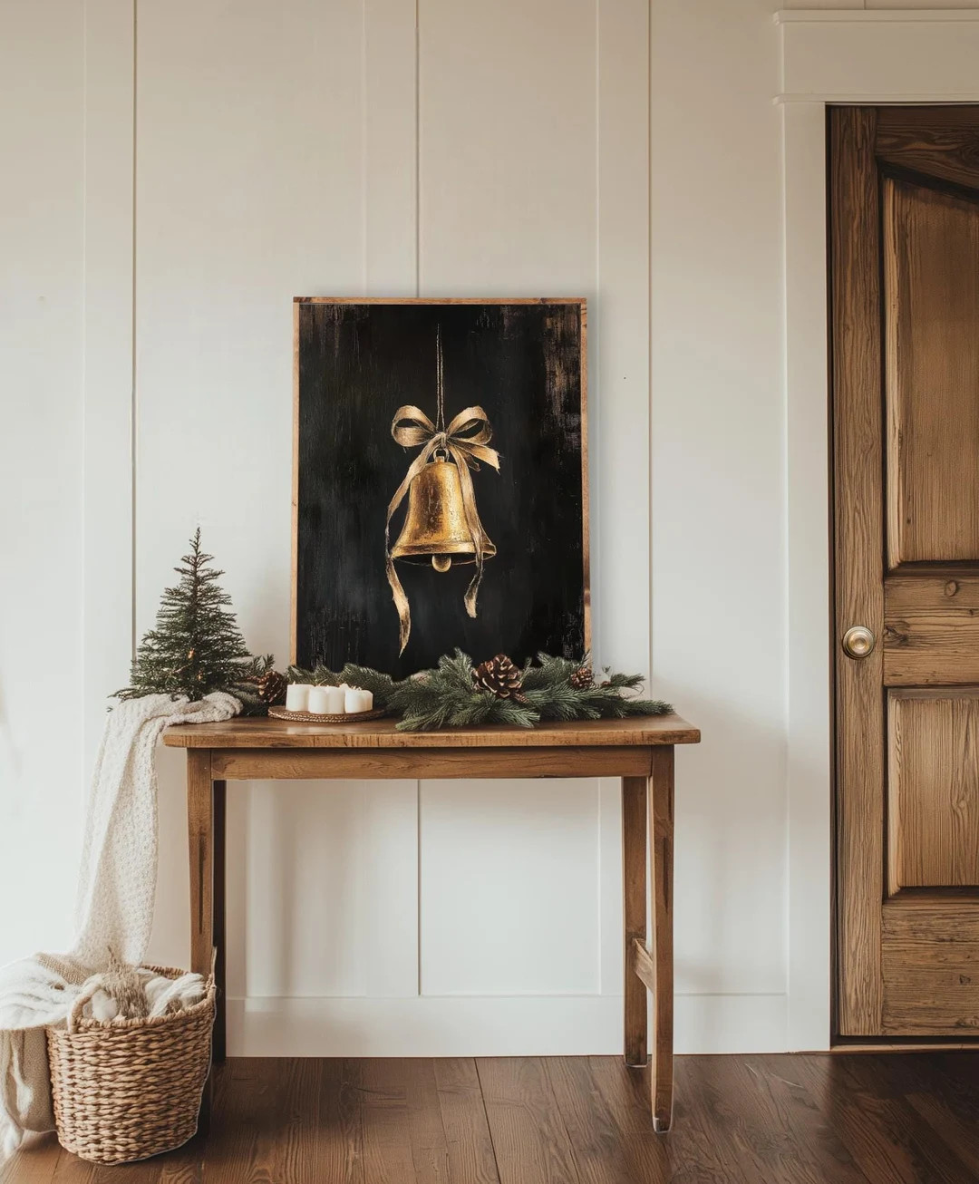 Vintage Christmas Bells Canvas Print, Moody Holiday Wall Art, Christmas Wall Decor, Moody Christm... | Etsy (US)