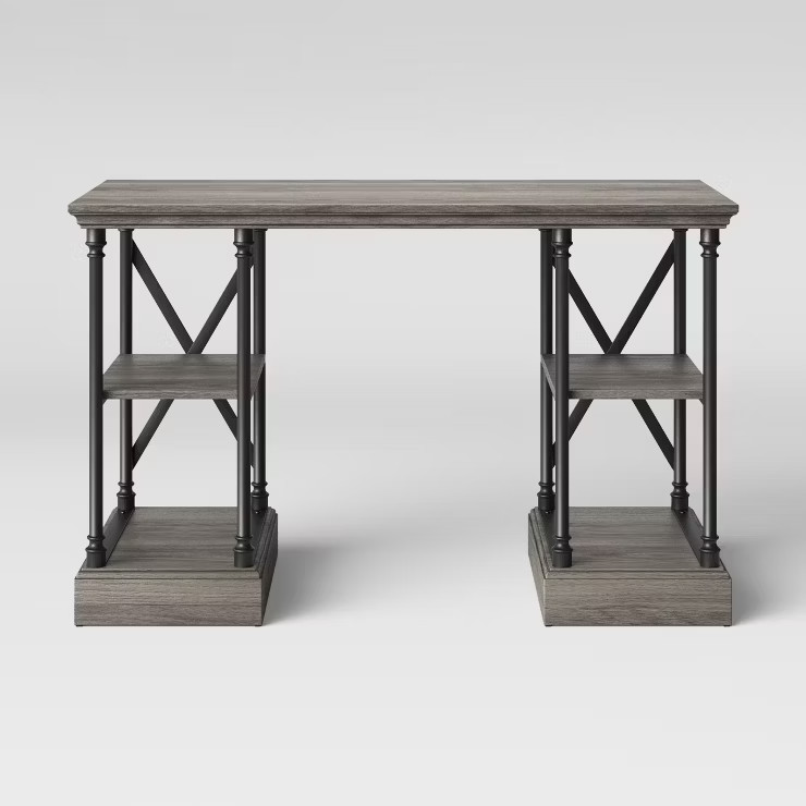 Conway Wood Writing Desk with Storage Gray - Threshold™ | Target
