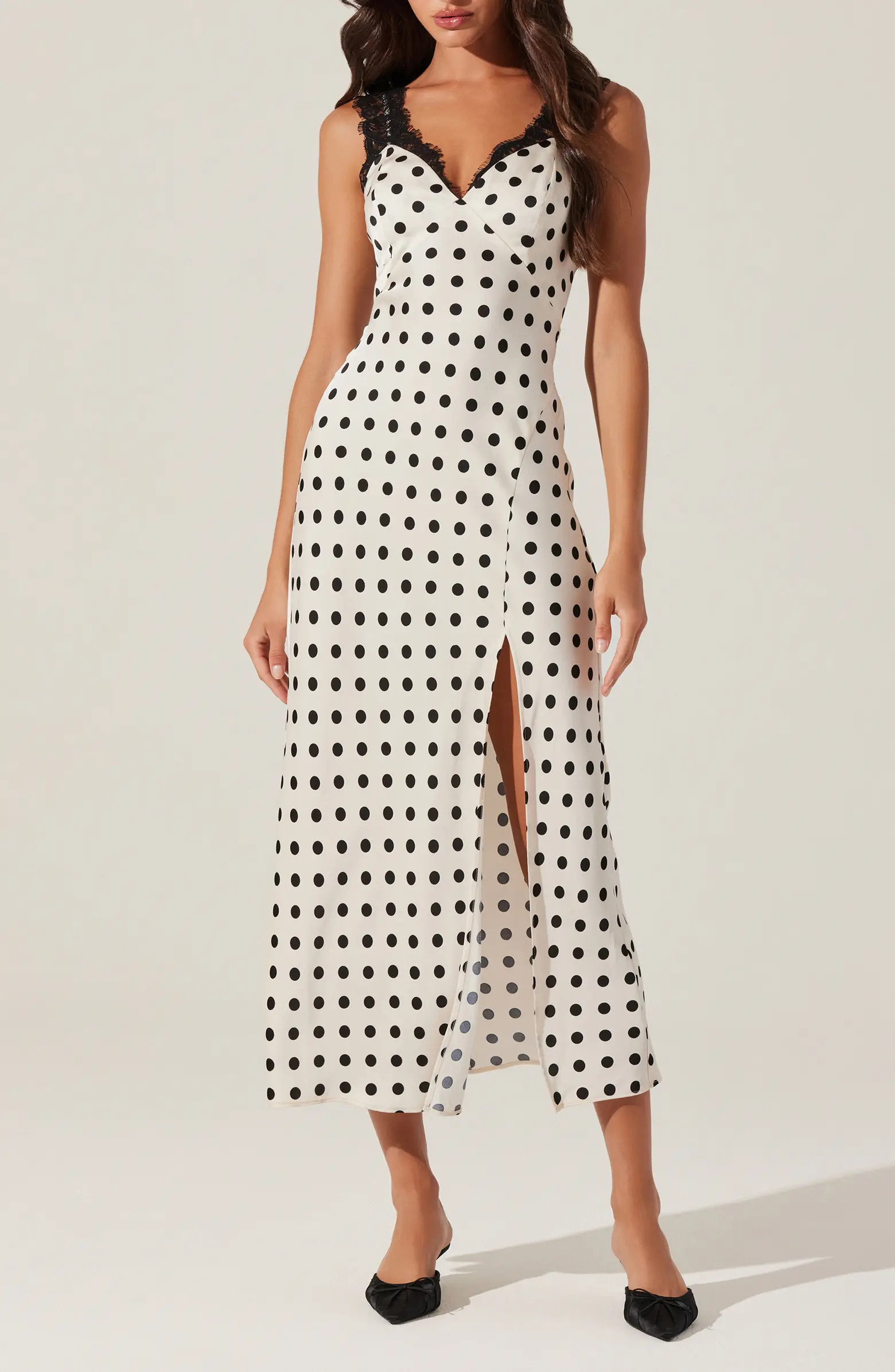 ASTR the Label Eirene Lace Trim Polka Dot Dress | Nordstrom | Nordstrom