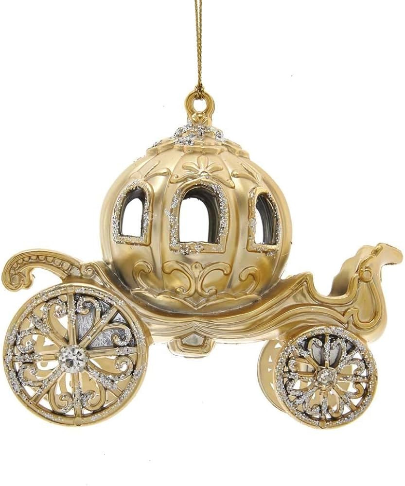 Kurt Adler Plastic Metallic Gold Carriage Ornament | Amazon (US)