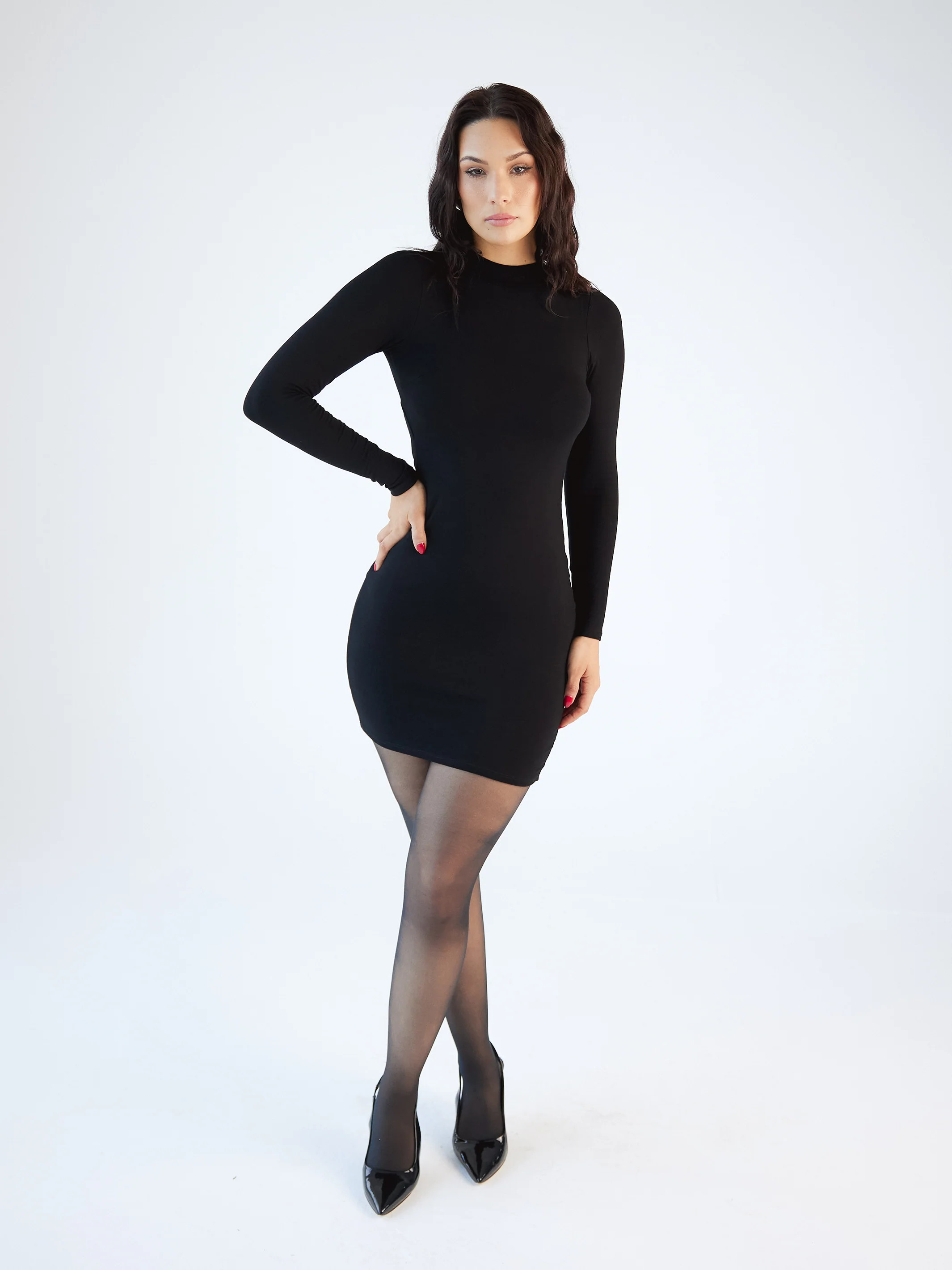 Mock Turtleneck Open Back Brami Dress | Klassy