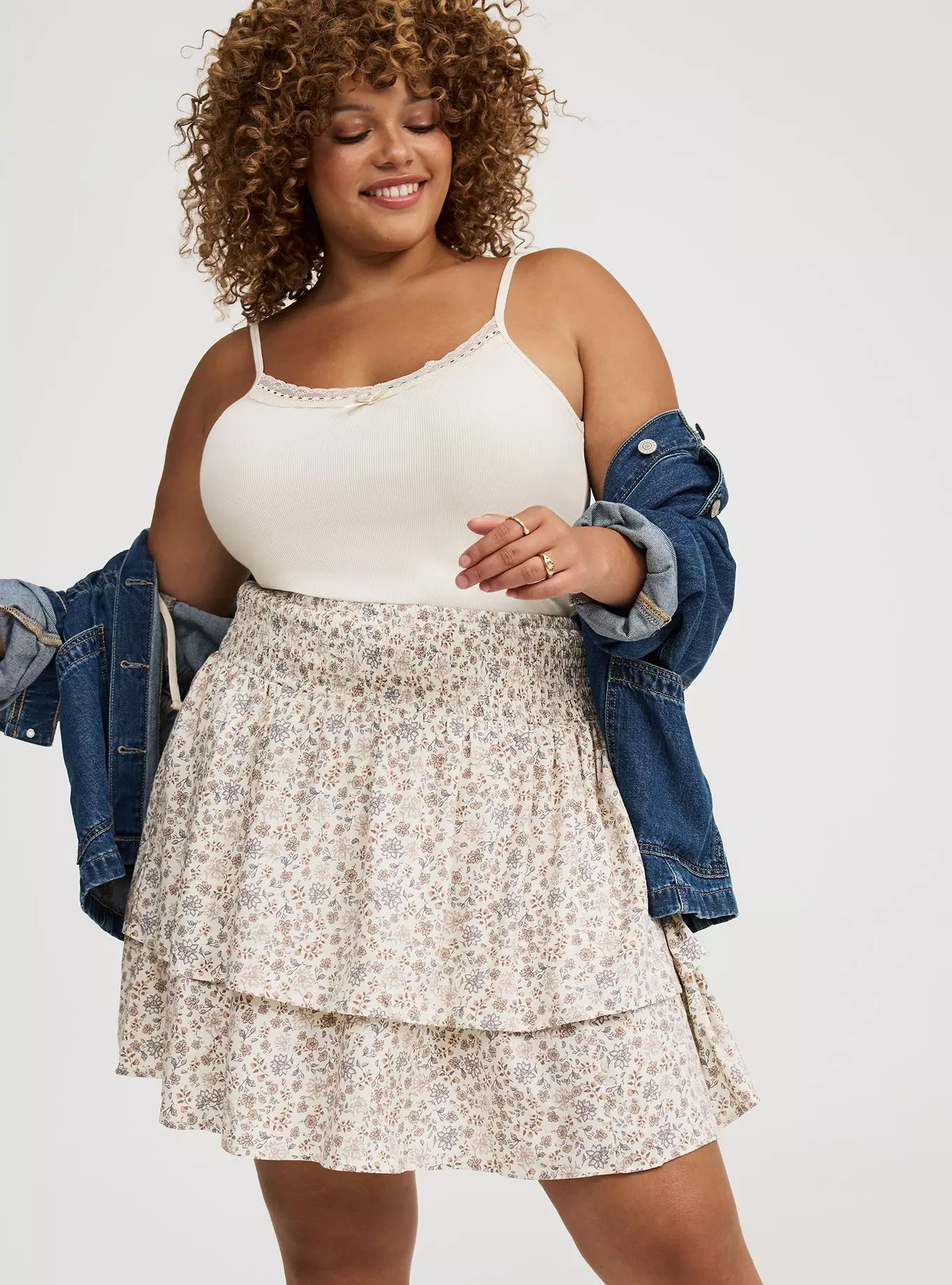 Mini Double-Ruffle V-Waist Skirt | Torrid (US & Canada)
