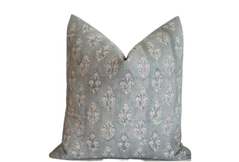 Waverly Designer Pillow Cover | Decorative Pillow Cover | Coastal Blue Grey Pillow Cover | Neutra... | Etsy (US)
