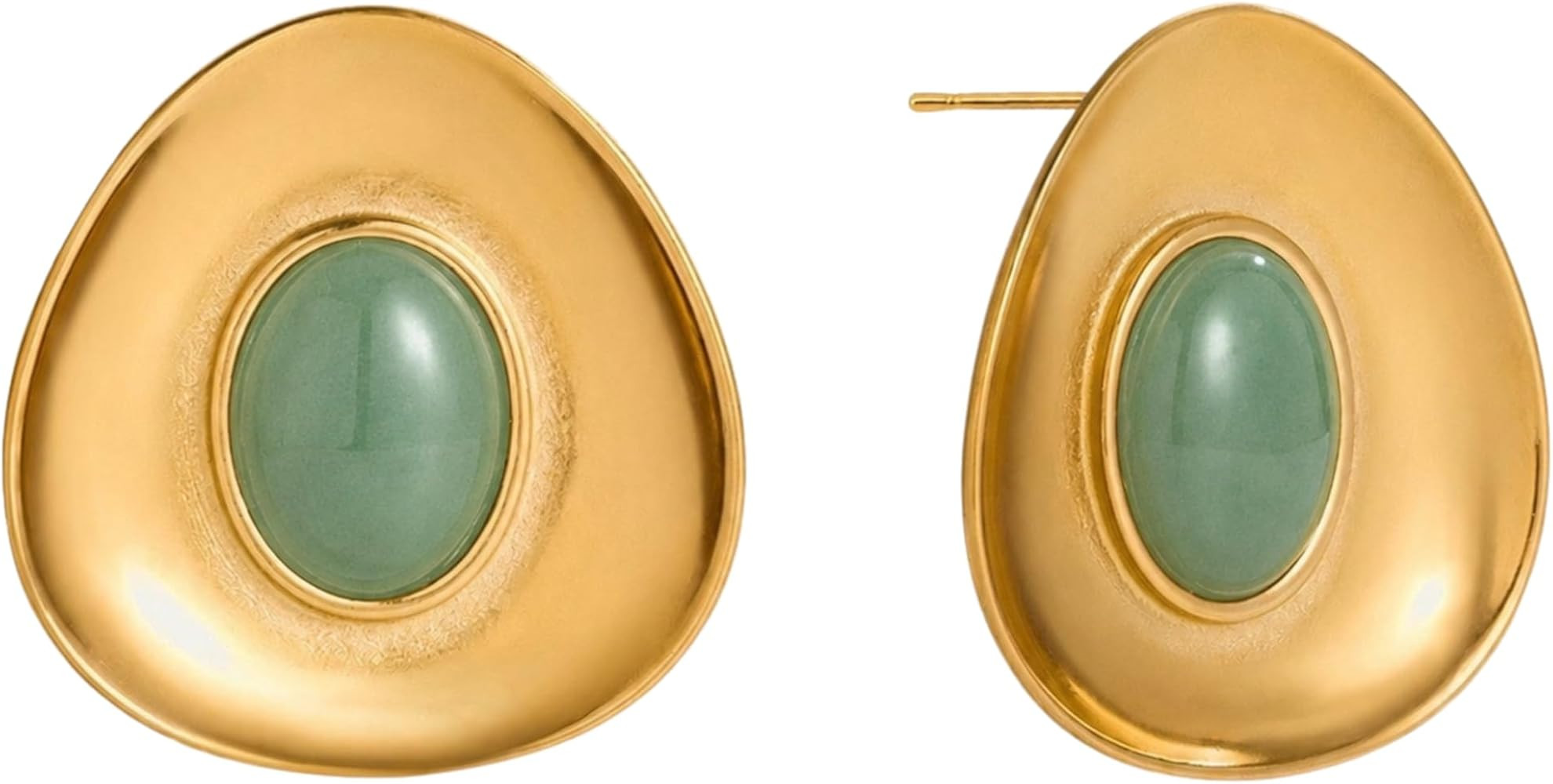 Isla Earrings | Green Aventurine Stone 18k Gold Statement Earrings for Women \u2013 Chunky Gold S... | Amazon (US)
