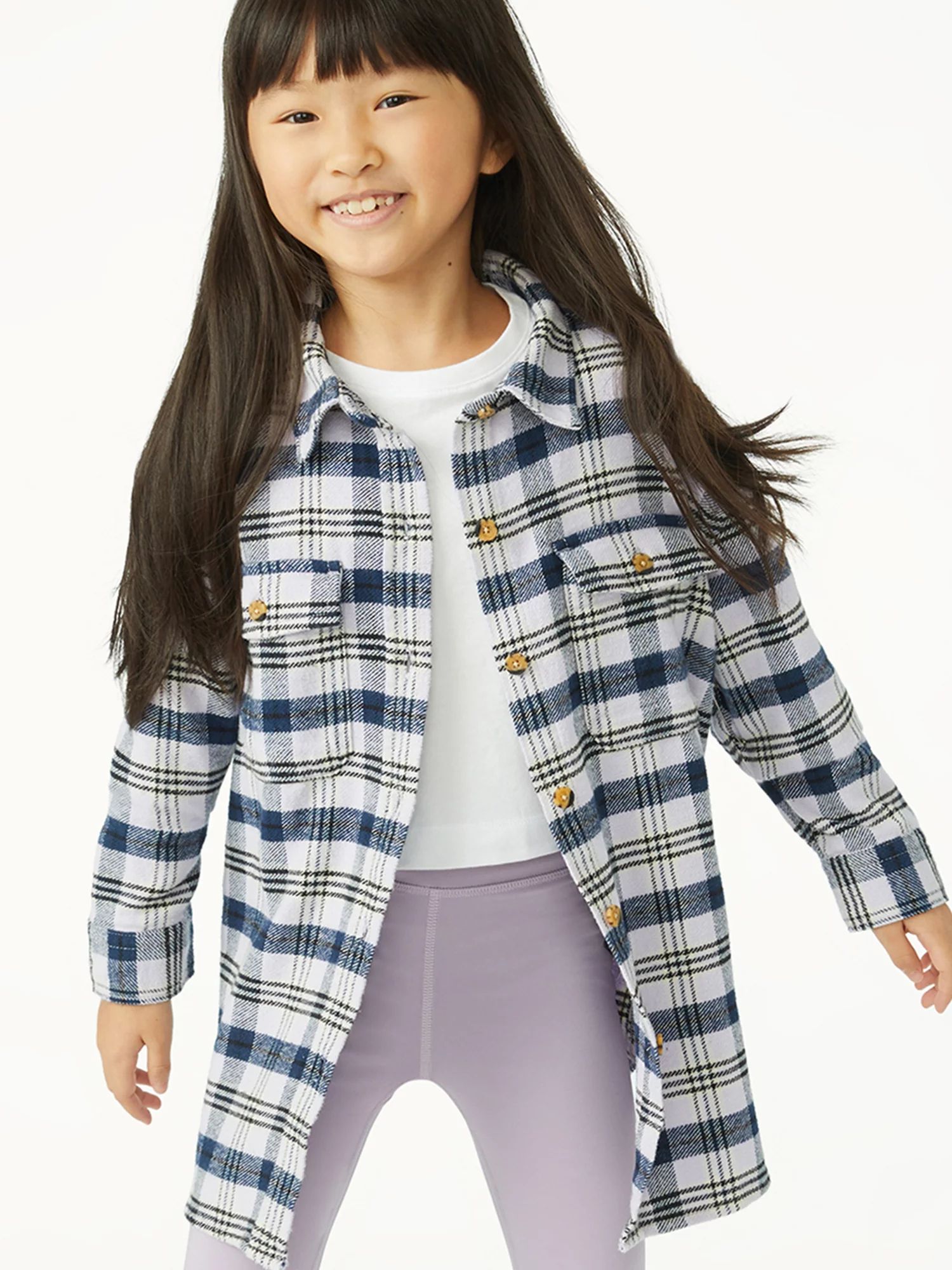 Free Assembly Girls Oversized Flannel Jacket, Sizes 4-18 - Walmart.com | Walmart (US)