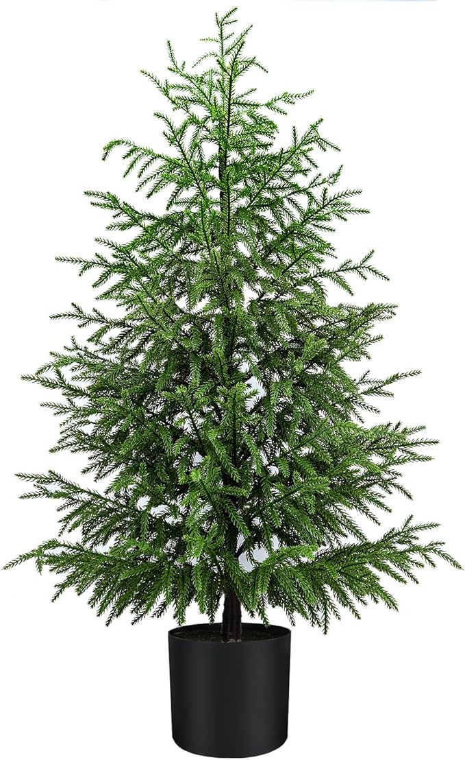 4FT Artificial Norfolk Pine Christmas Tree Faux Holiday Tree with Black Pot, Realistic Indoor Dec... | Amazon (US)