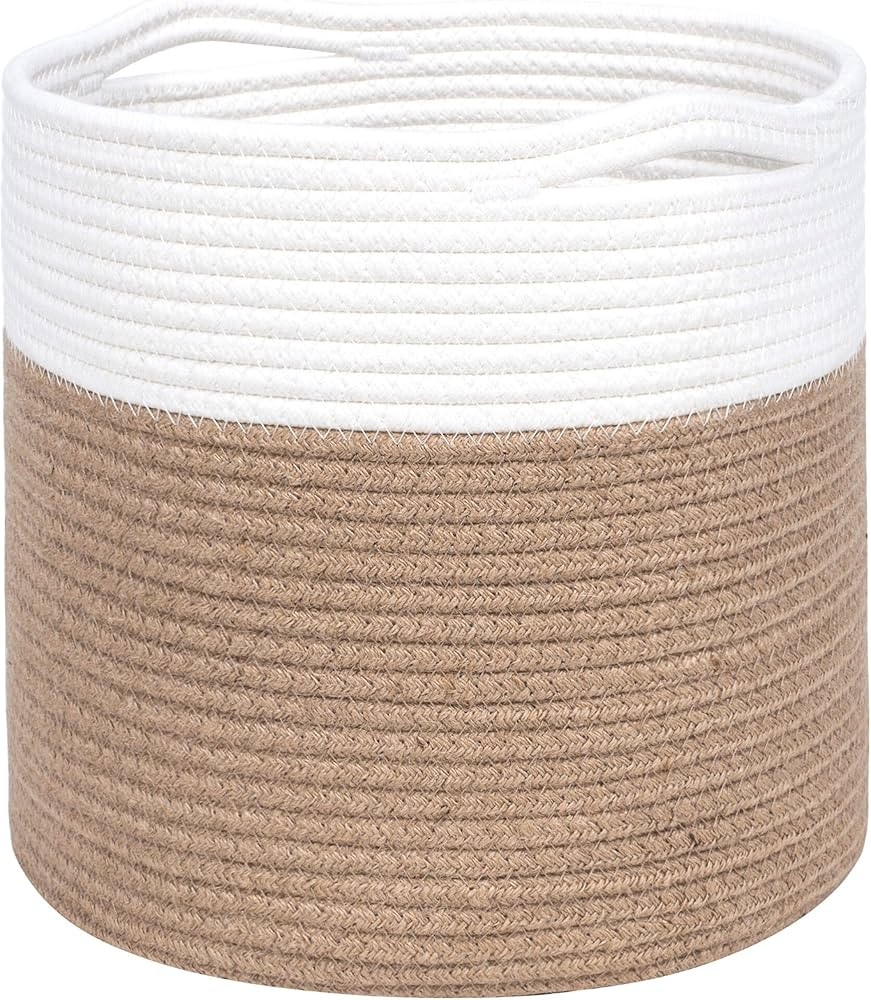 MINTWOOD Design 11 x 11 Inches Cotton Rope Basket for Flower Pot and Indoor Floor Planters, Decorati | Amazon (US)