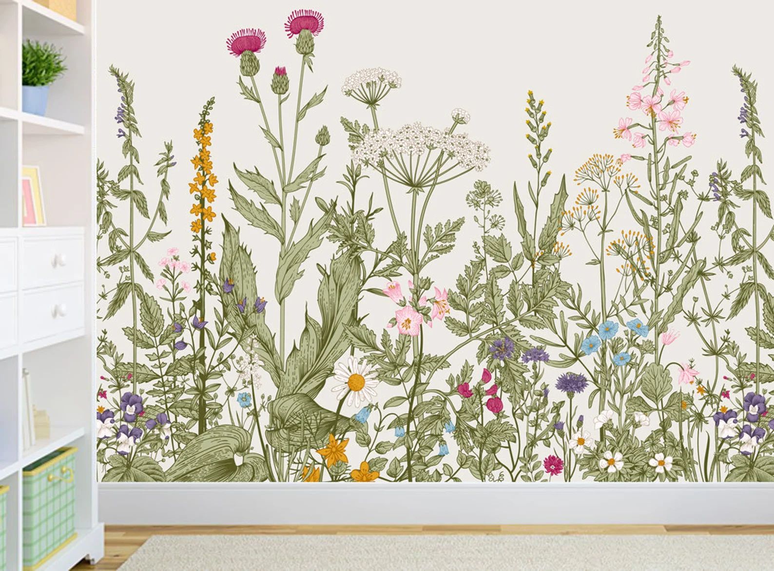 Wildflower Wall Mural  Removable Wallpaper Self Adhesive | Etsy | Etsy (US)