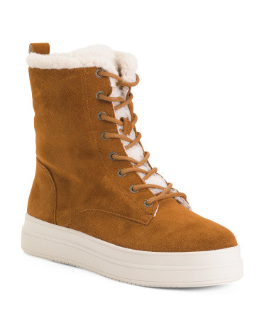 Suede Waterproof Lace Up Boots | TJ Maxx