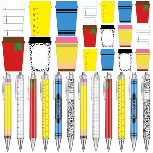 Thenshop 24 Pcs Teacher Appreciation Week Gifts Funny Teacher Sticky Notes Ballpoint Pen Notepad Self Adhesive Writing Thank End of Year Gifts for Employee Office Supplies (Coffee Cup) | Amazon (US)