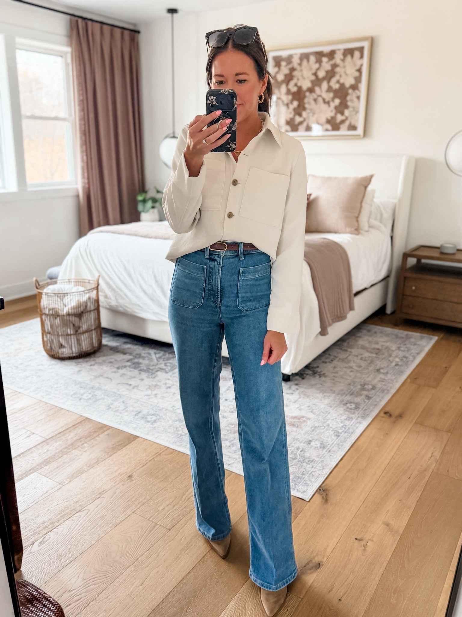 If you love a jean that smooths without squeezing… these Spanx jeans are it. 🙌🏼

That waistband? So flattering. It smooths everything out but still feels comfortable — no stiff, can’t-breathe denim here. And the stretch is just right… holds you in but moves with you all day.

I went with the long length so I can wear them with heels and get that elongated look (so good with a pointed toe 👏🏼). AD (will add LTK link once approved) 

USE C O D E: NESTINGXSPANX for 15% off first purchase + free shipping, excluding sales

#spanx #SPANXpartner
