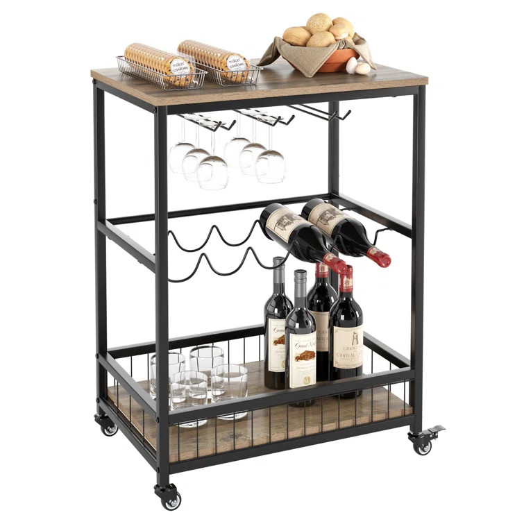 Lex 23.6'' Wide Bar Cart with Wine Bottle Storage | Wayfair North America
